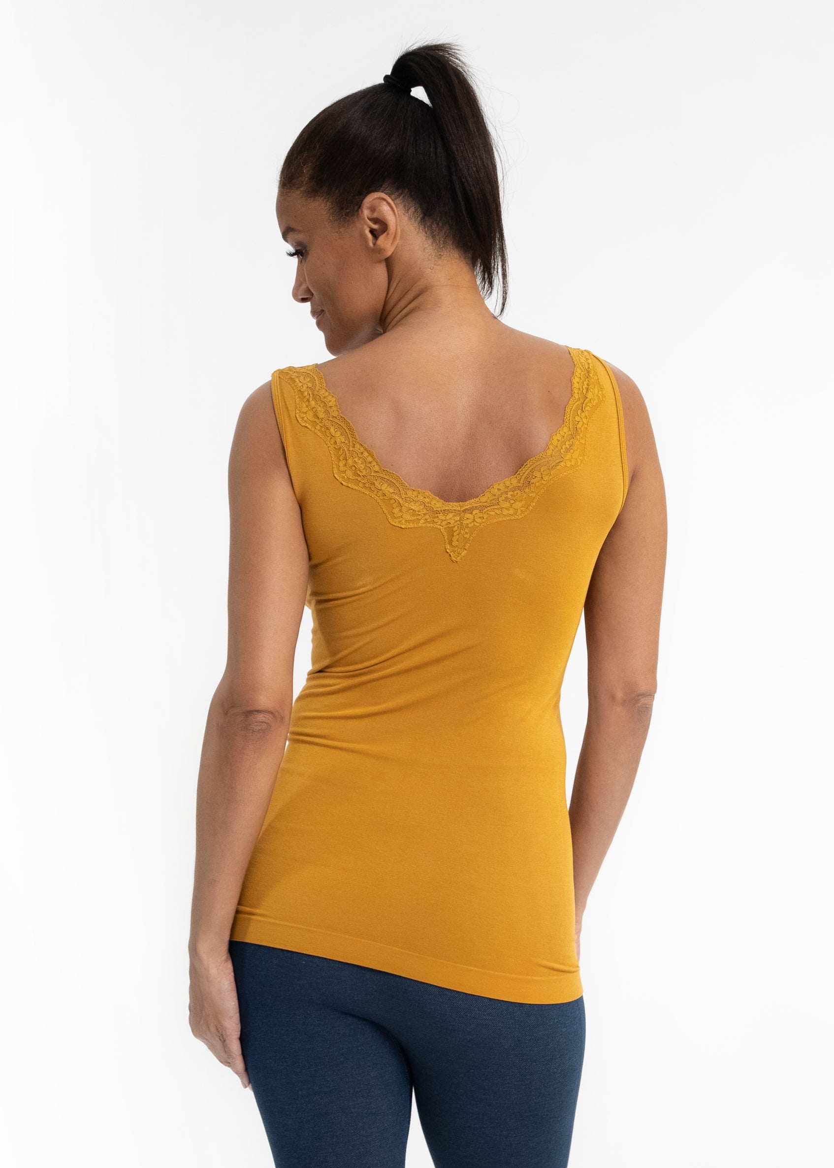 Lace Trim V Neck Tank (DW)