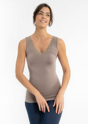 Lace Trim V Neck Tank (DW)