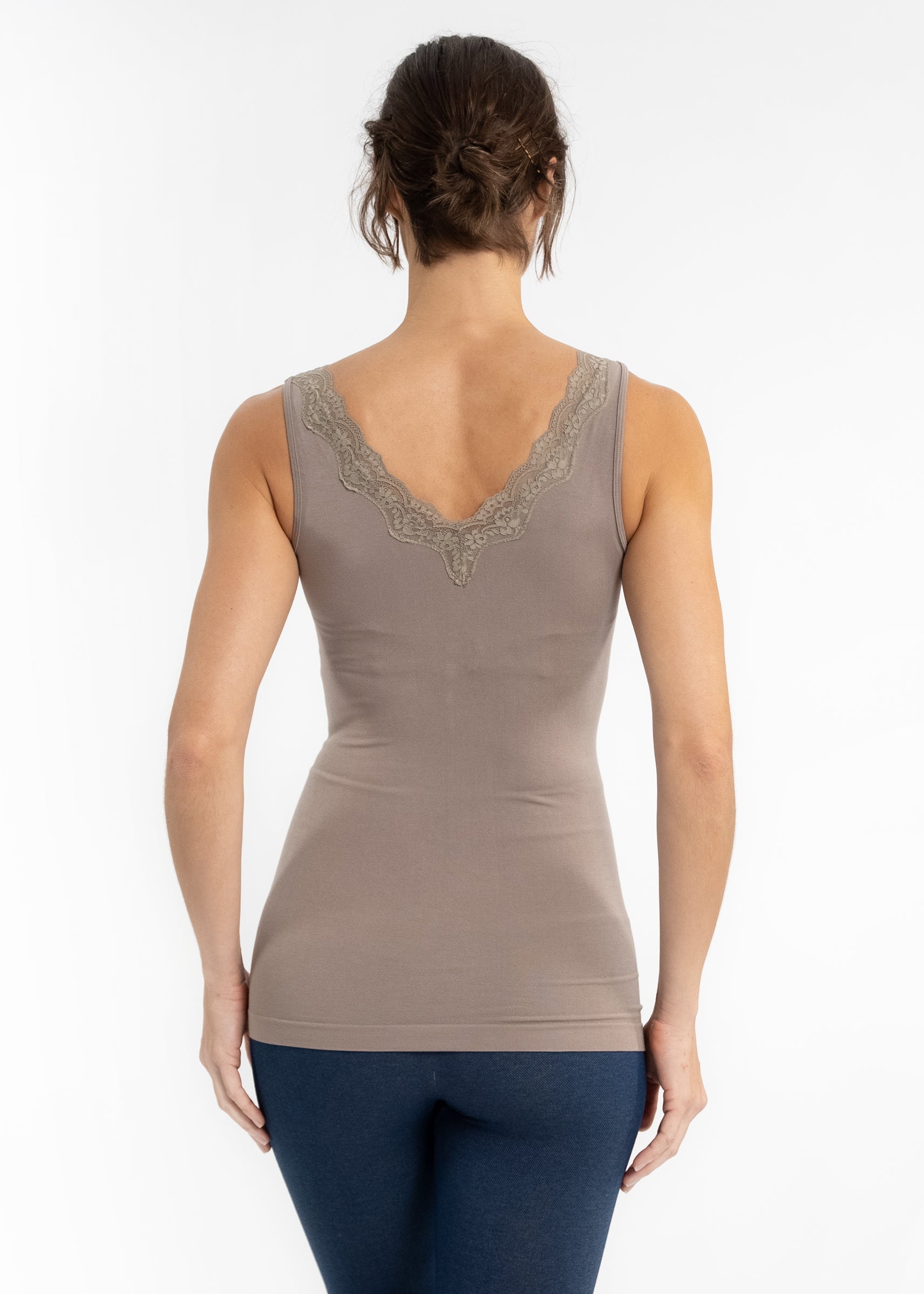 Lace Trim V Neck Tank (DW)