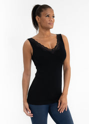 Lace Trim V Neck Tank (DW)