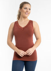 Lace Trim V Neck Tank (DW)