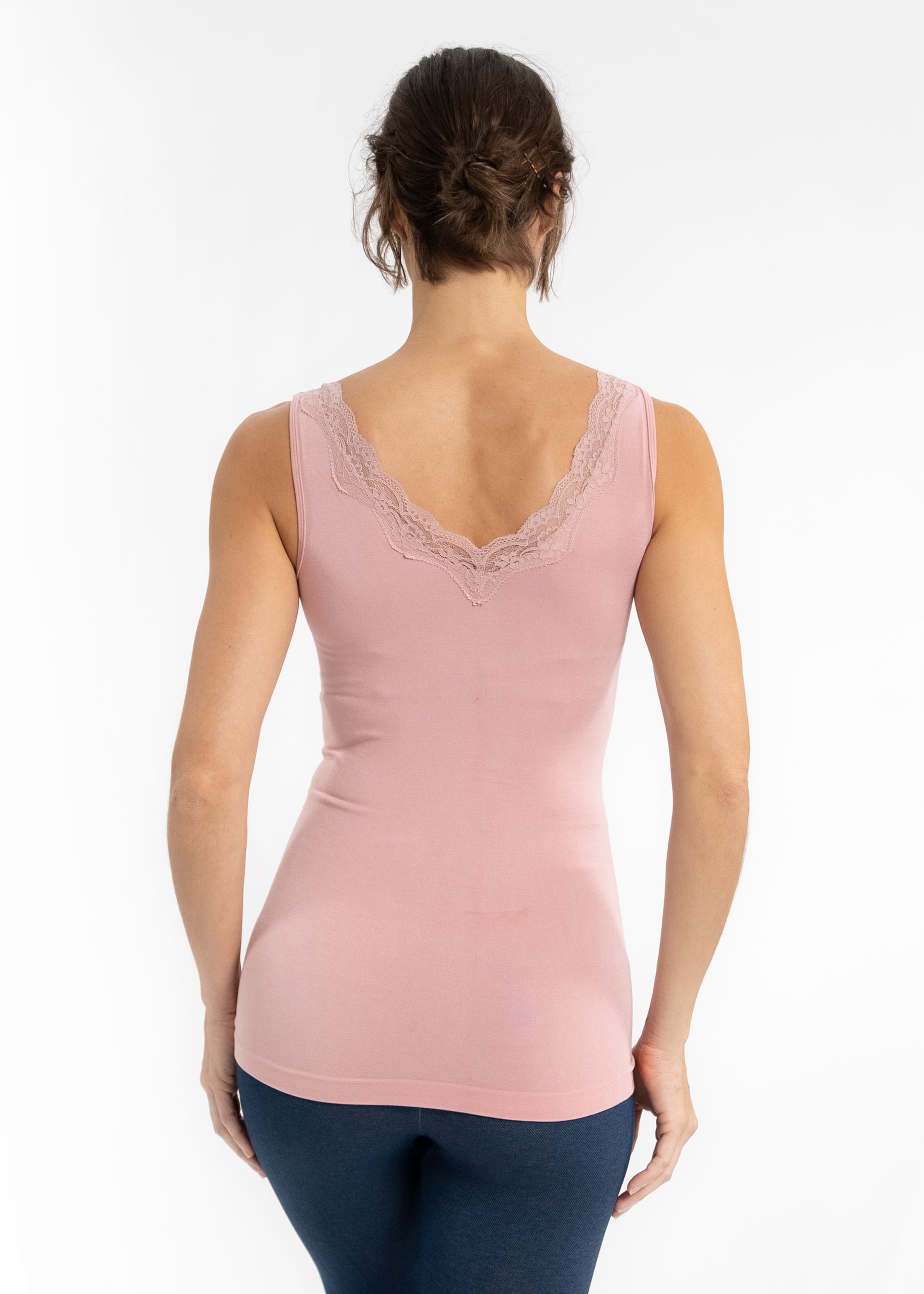 Lace Trim V Neck Tank (DW)