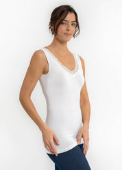 Lace Trim V Neck Tank (DW)