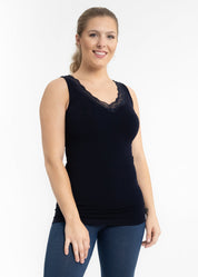 Lace Trim V Neck Tank (DW)