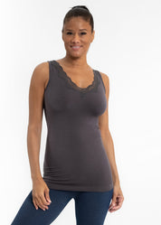 Lace Trim V Neck Tank (DW)