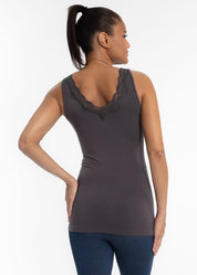 Lace Trim V Neck Tank (DW)