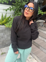 Ultra Soft Black Long Sleeve Crewneck
