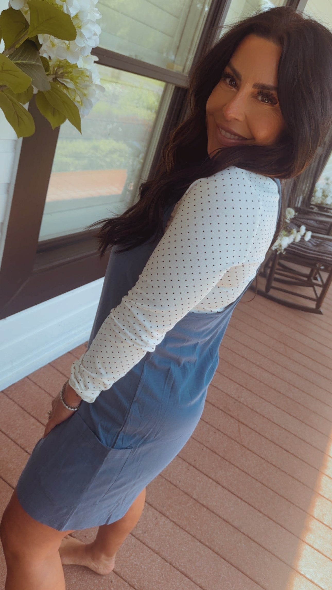 Blue Tank Romper With Pockets