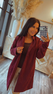Chic Wine Embossed Blazer