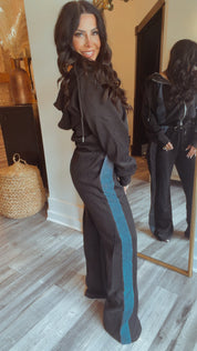 "Run the World" Jogger Set Navy and Black Luxe Hoodie and Jogger Set