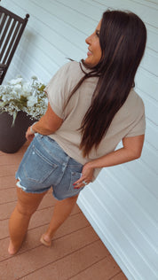 Dark Taupe Cap Sleeve Loose Fit Top