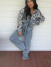 Denim And Cheetah Diva Sparkle Two Piece Set