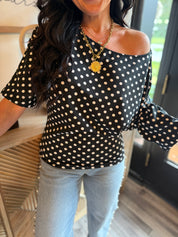 Chic Black and White Polka Dot Top