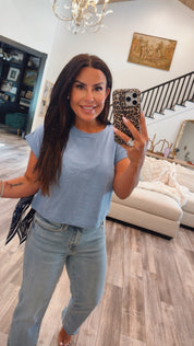 Everyday Ultra Soft Cropped Blue Top