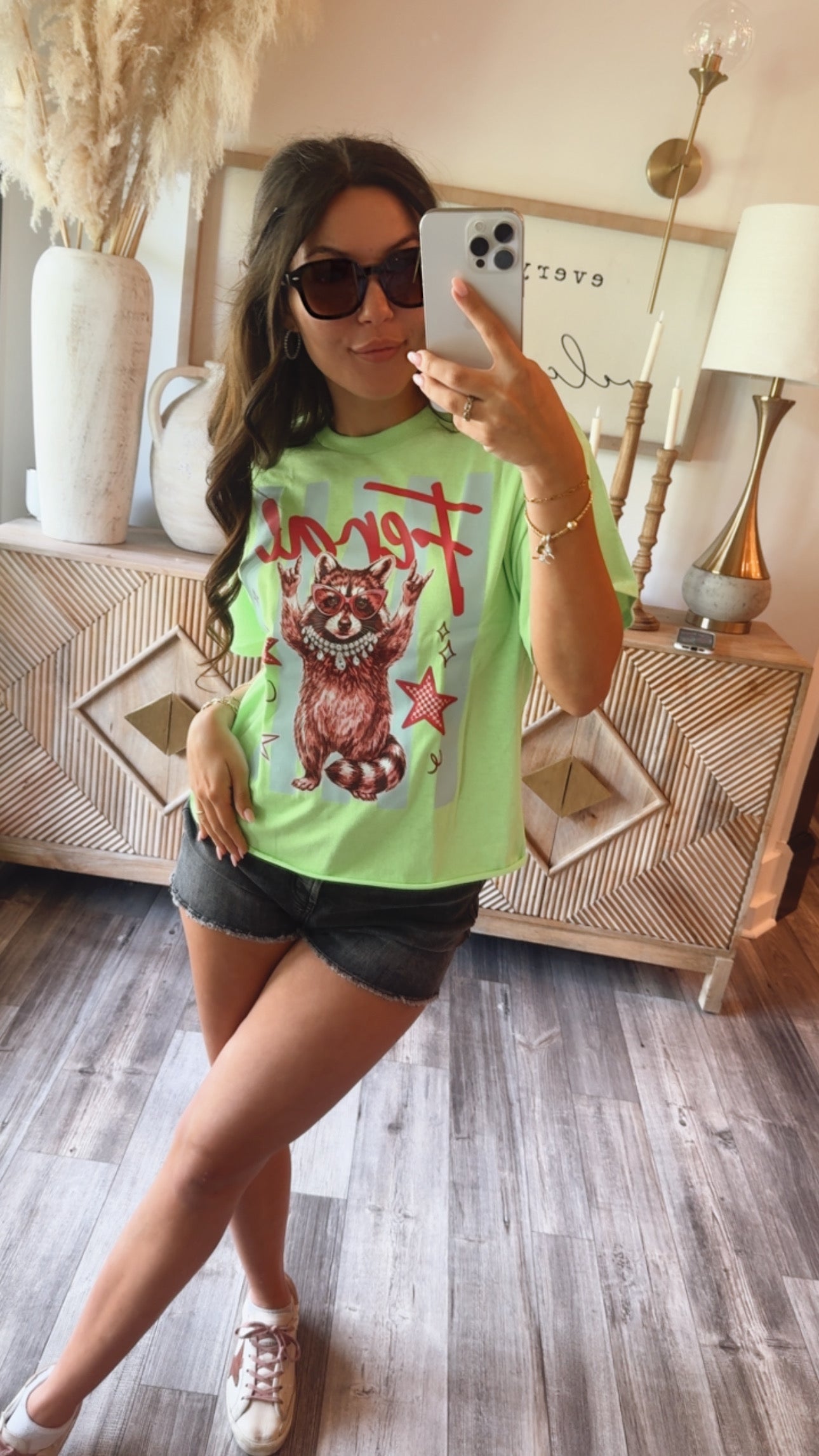 Feral Lime Green  Cropped Graphic Top