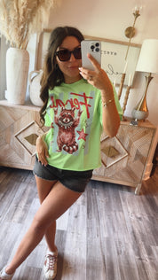 Feral Lime Green  Cropped Graphic Top