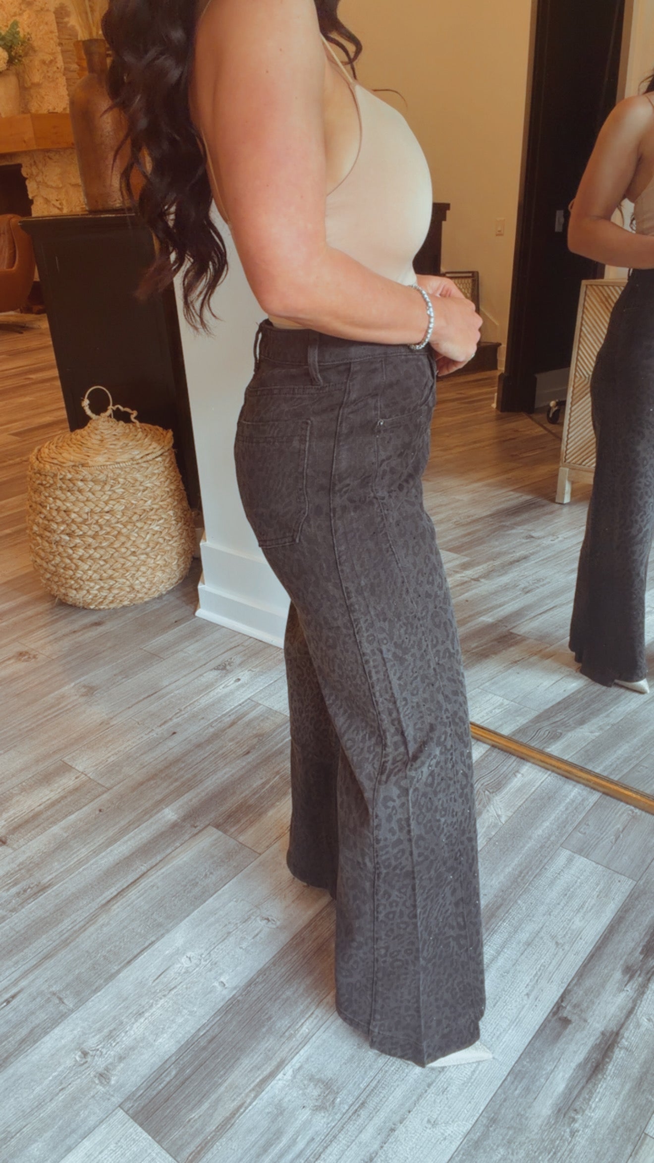 “Diamonds at Midnight” Black Leaopard Spakling Diva Jeans