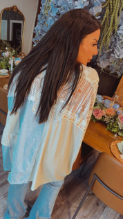 Chic Pol Denim Floral button Up Top