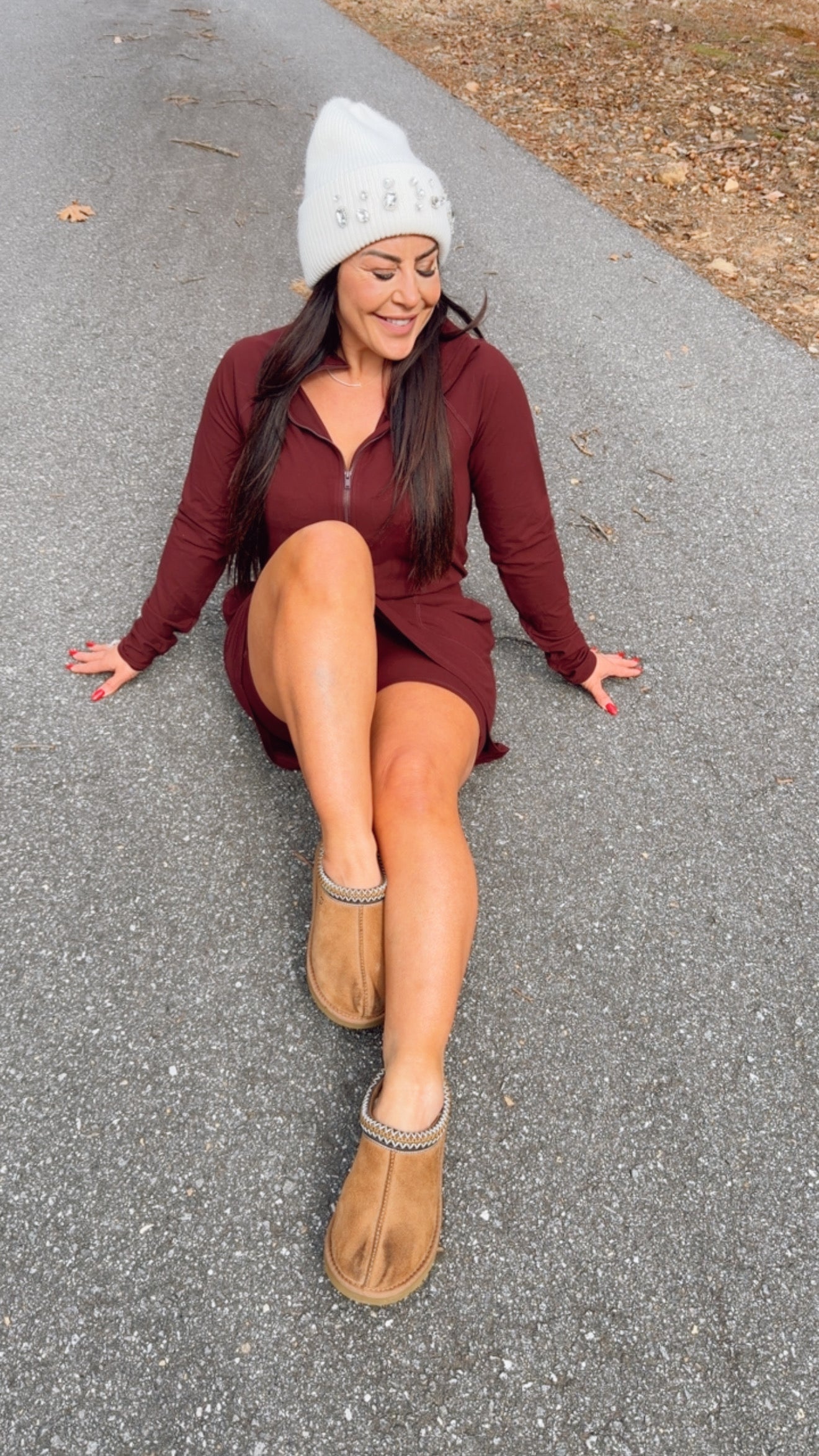 Dark Cherry Ultra Soft  1/4 Zip Skort Romper