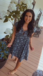 Chic Denim and Floral Jean Dress