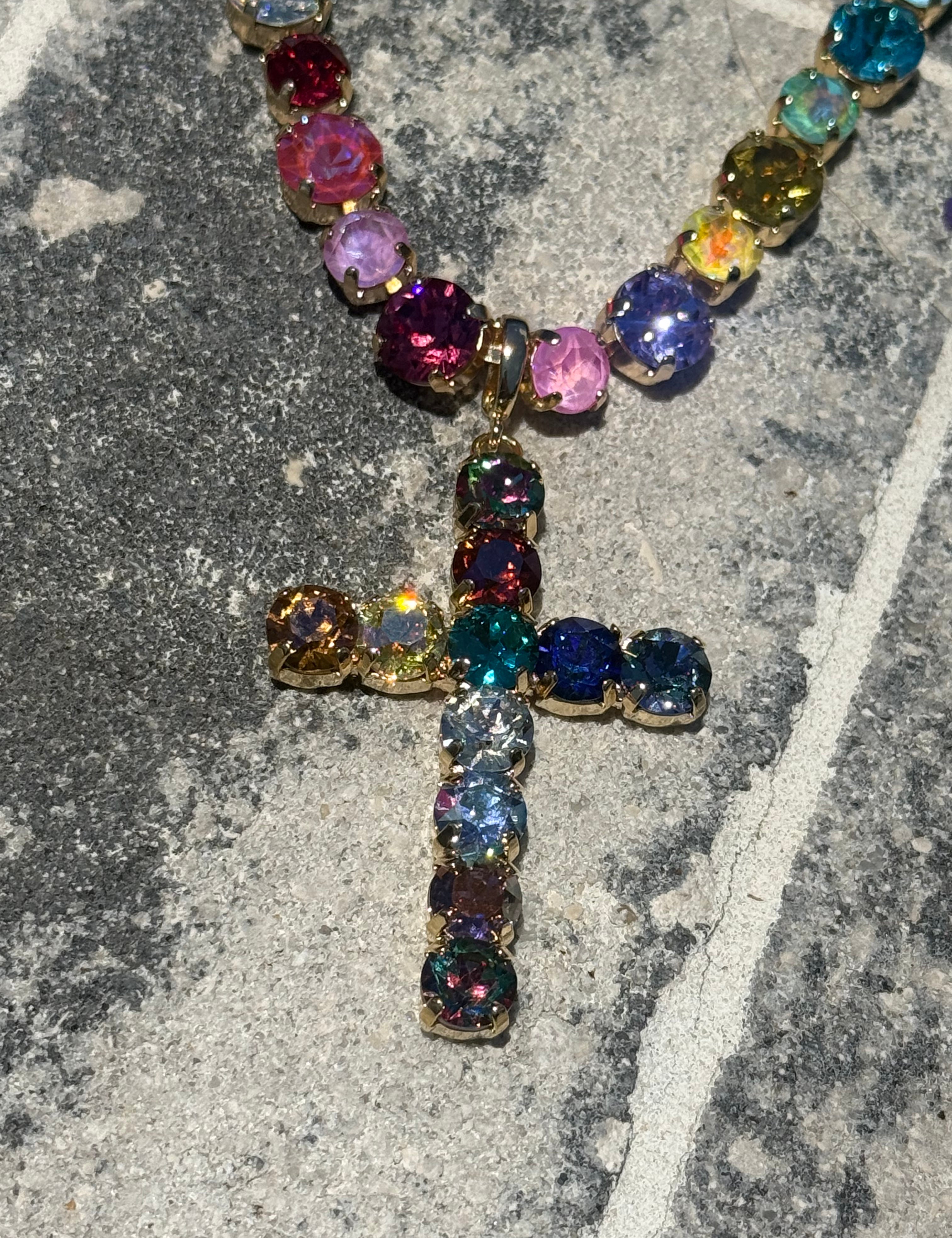 Diva Crystal Ultra Bling Cross Charm