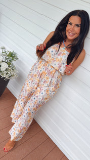 Cream and Yellow Floral Jumpsuit