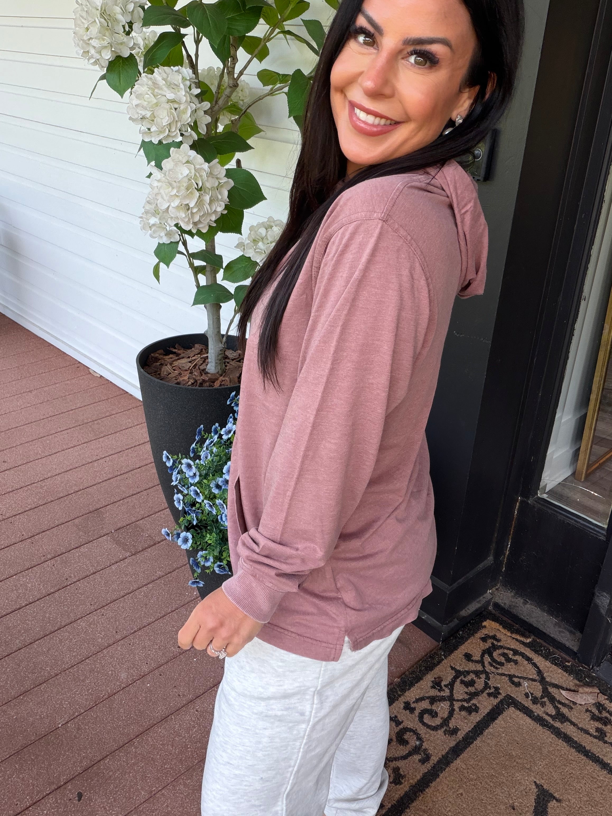 Mauve Lightweight Ultra Soft Long Sleeve Hoodie