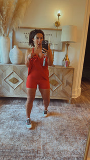 Sassy Red Athletic Dress With Shorts