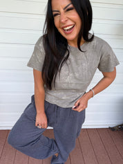 Ultra Soft Grey Acid Wash Short Sleeve Top