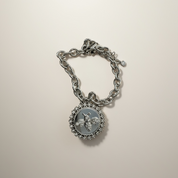 Silver Bracelet With Bee Charm Coin