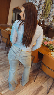 Blue and Black Polka Dot Long Sleeve Top Stich&Co