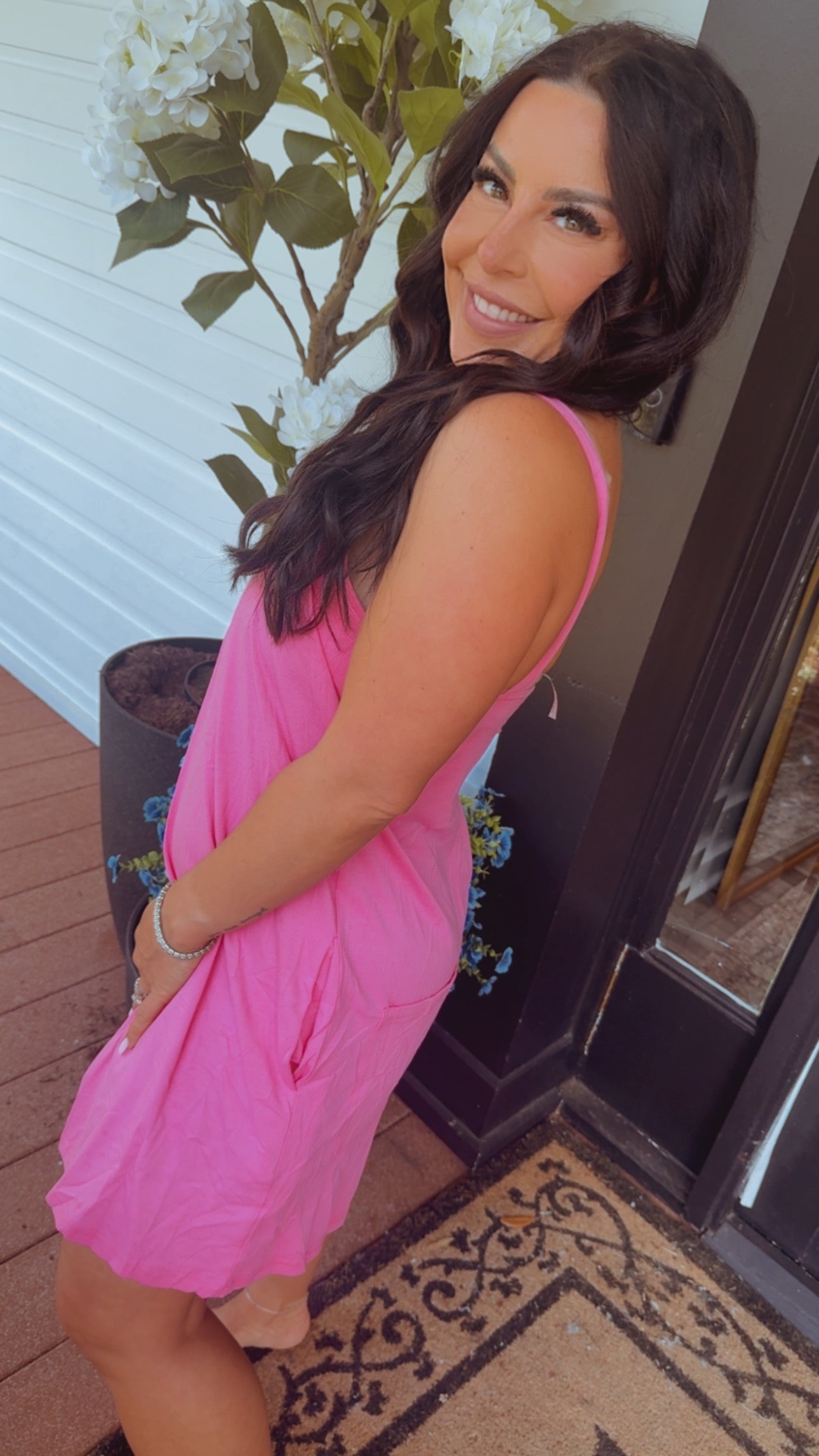 Pink Lightweight Ultra Soft Romper W/Pockets