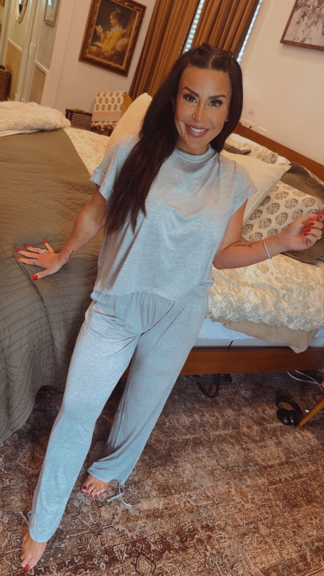 Heather Grey  Ultra Soft Rae Mode V Cross Over Pants
