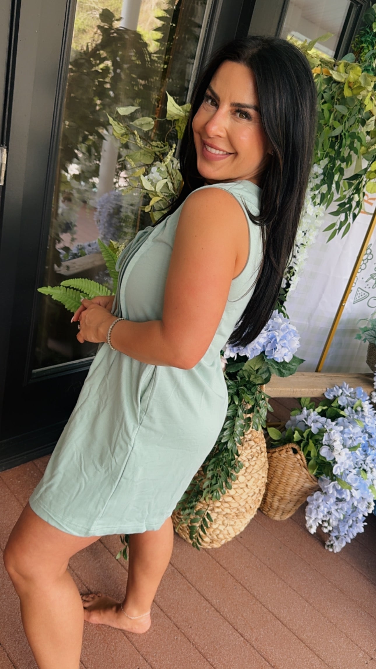 Mint Green Chic Tie Front Back Zip up Romper