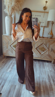 “THE MIRANDA” Brown Luxe Slacks