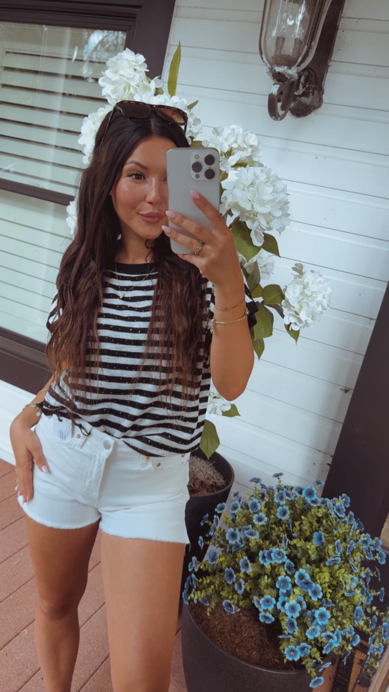 Mica Denim White Raw Hem High Rise Shorts