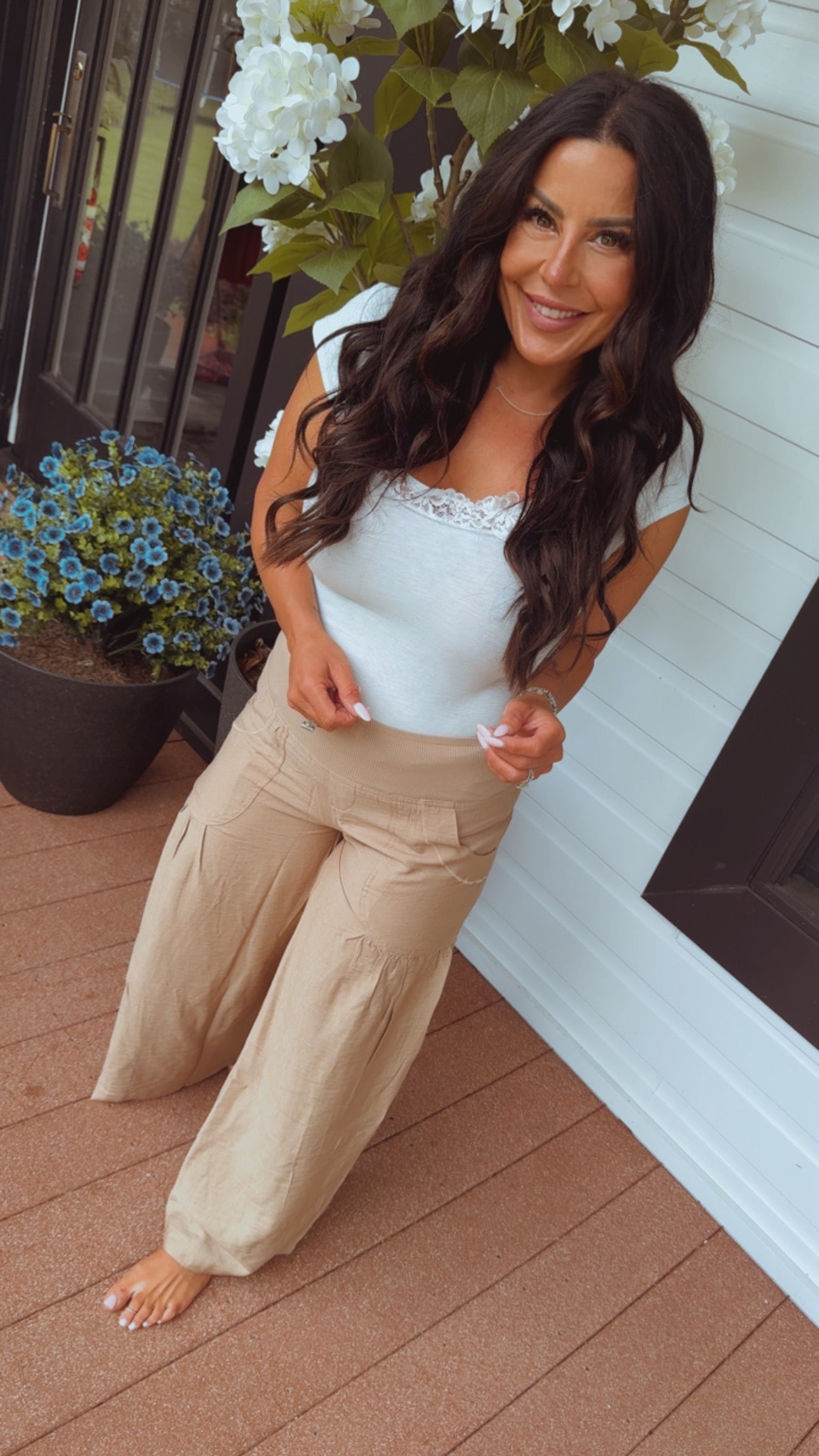 Light Mint  and White  Elegant Lace Trim  Top