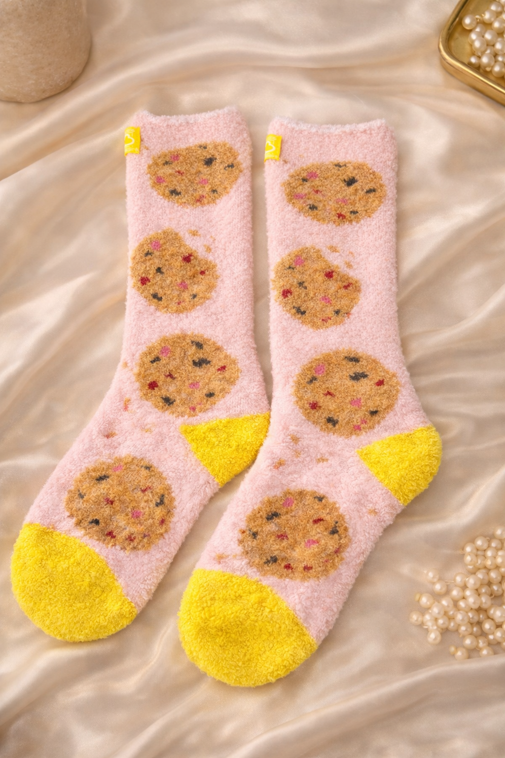 Pink cookies Crescent Socks Comfy Socks