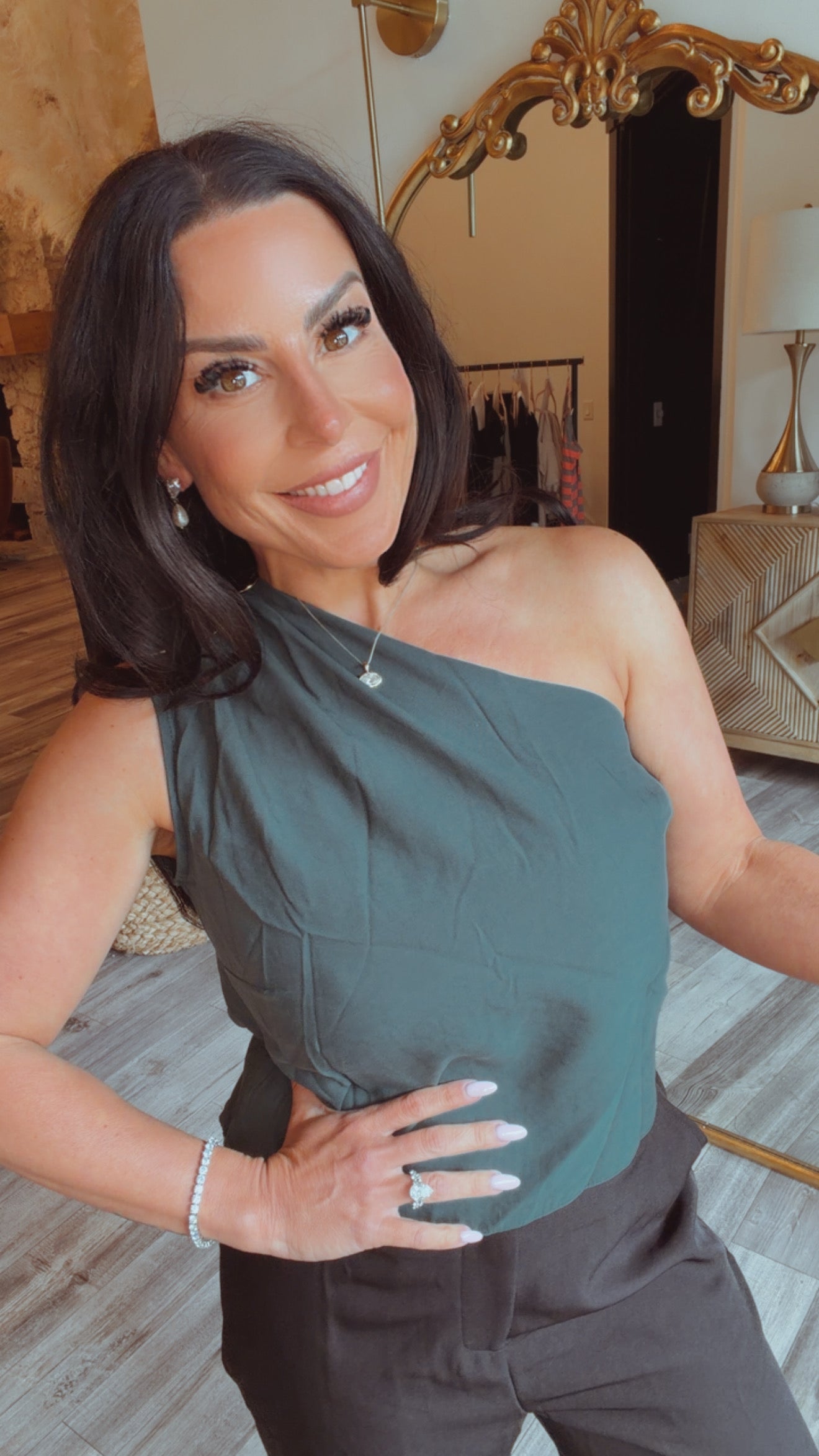 Forrest Green One Shoulder Top