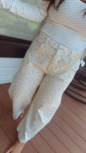 Stich and Co Chic White and Blue Floral Jeans