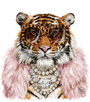 Indigo Blue Feather Pink Bling Tiger