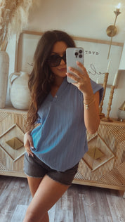 Light Blue Textured Lightweight Top