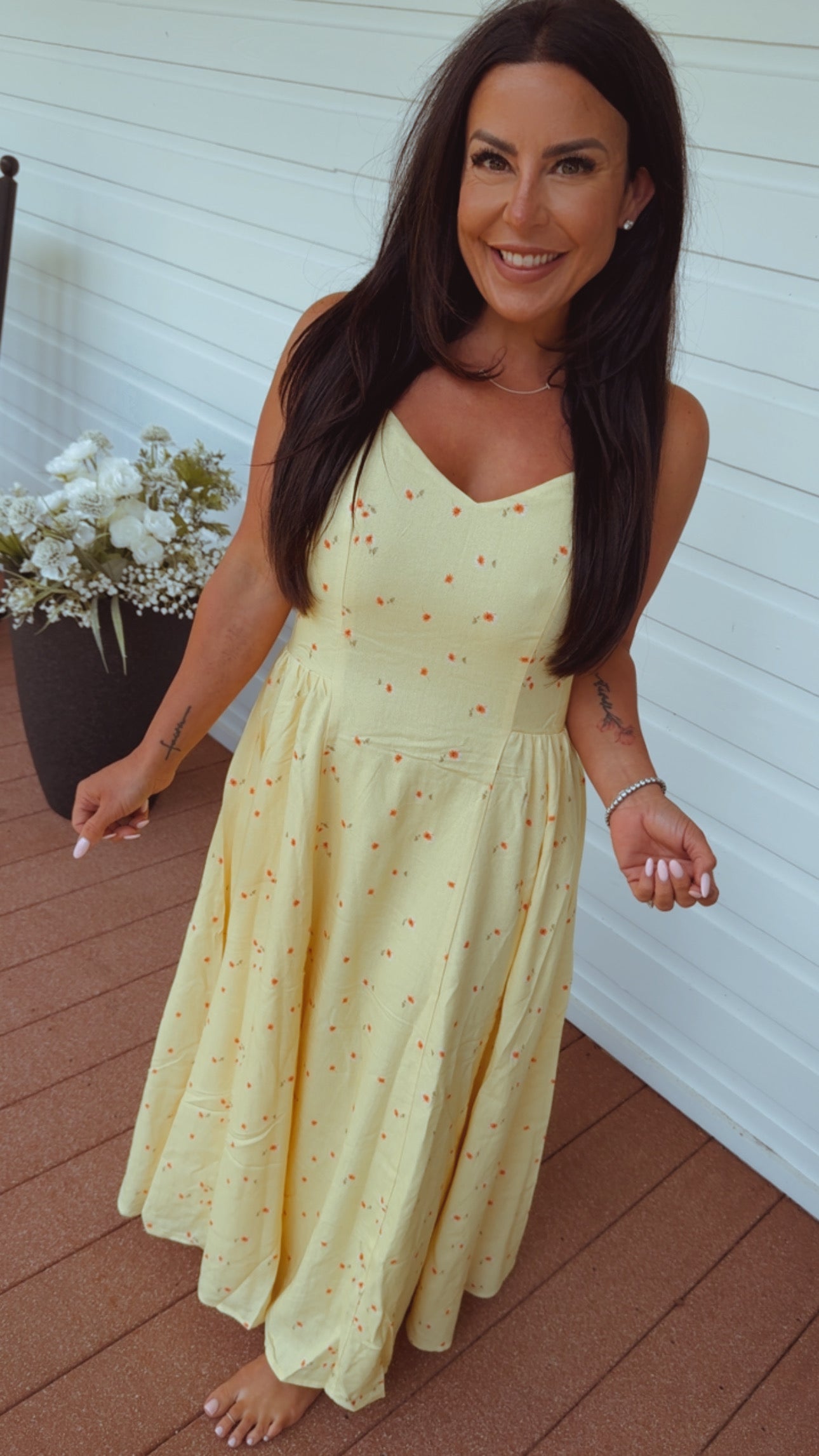 Yellow and Orange Floral Maxi Dress  Stich&Co