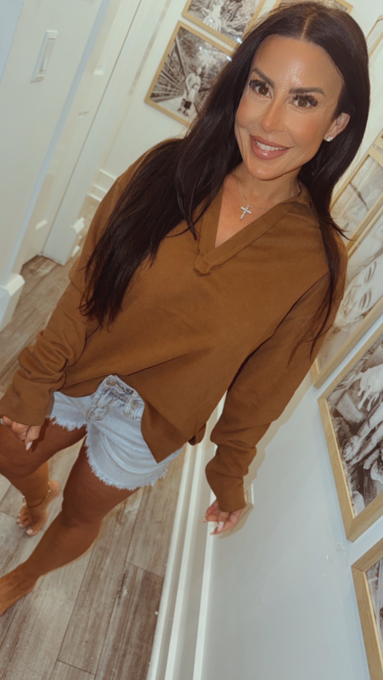 Ultra Soft Brown Vneck Pullover
