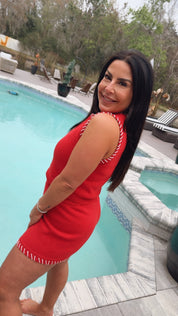 Red and white Stitch Chic Shorts