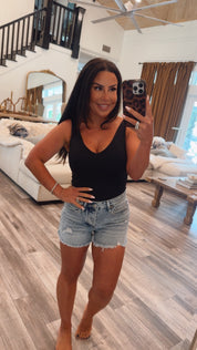 Heaven Soft  Cooling Black Vcut Bodysuit
