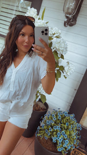 Off White Woven Chic Top