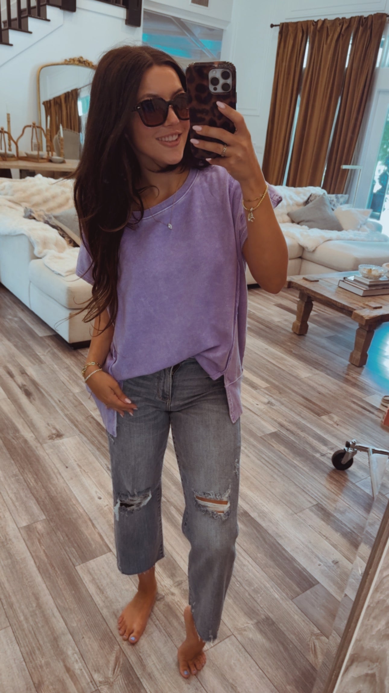 Soft French Terry Purple Acid Wash Top