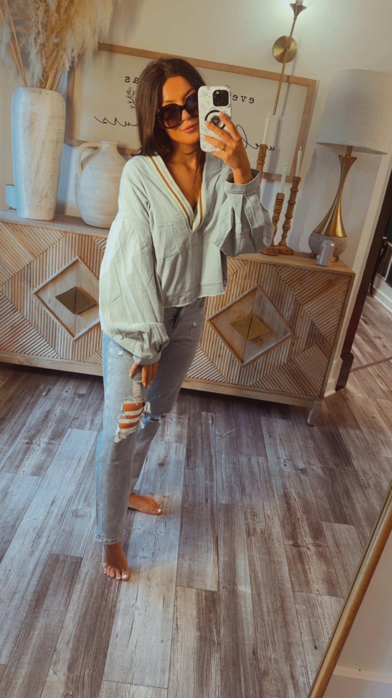 Light Denim Loose Fit Boxy Top