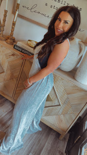 Light Denim Flowy Overall Jumpsuit
